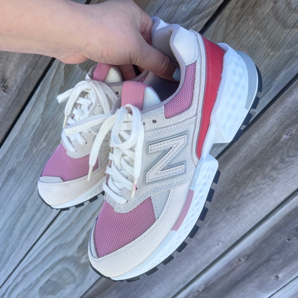 New Balance 574 Sport FIGs Pink Red Cream White WS574FG2 Women Sz 7.5